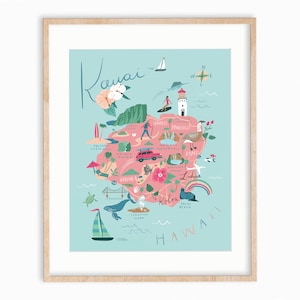 Kauai Map Print - Hawaii - 11x14&quot;