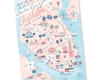 Custom Save the Date, Wedding Map, Wedding Invitation Insert, Printable File - Charleston, SC - Any Location