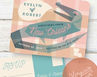 Location Themed Reply Card, Itinerary Map, Printable File - Wedding Invitation - New Orleans, LA - Any Location