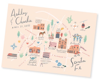 Custom Map, Invitation, Welcome Map, Itinerary, Printable File - Santa Fe - Any Location