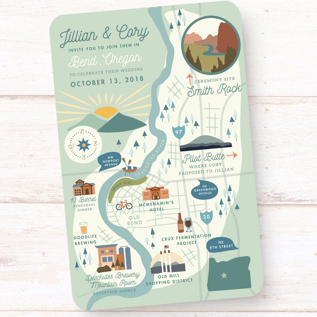 Custom Wedding Map, Wedding Invitation Insert, Save the Date, Schedule of Events, Itinerary