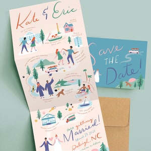 Custom Save the Date - Love Story, Journey Map, Relationship Timeline