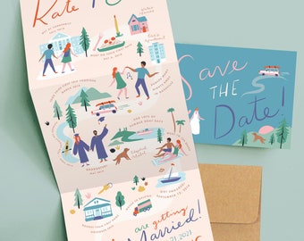 Custom Save the Date - Love Story, Journey Map, Relationship Timeline