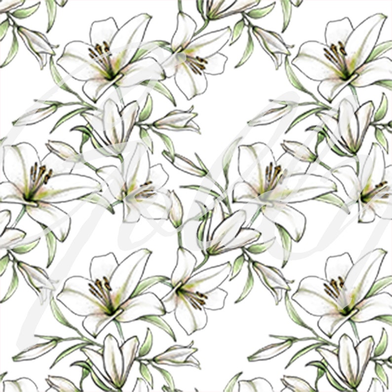 Dutch Lily- White- HD Hi-rez Repeating Pattern for Photoshop or ...