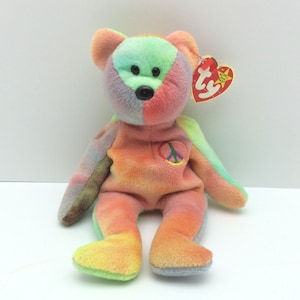 Peace Beanie Baby, Beanie Babies, Vintage Peace Beanie Baby, Pastel Color, 4th Generation, 1996, P.V.C. Pellets, Retired Beanie Baby image 1