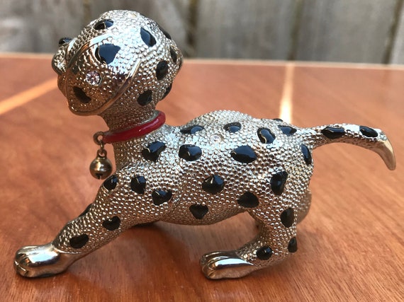 Vintage Elgin Silver Dalmatian Dog Clock With Bell (non  display picture 1
