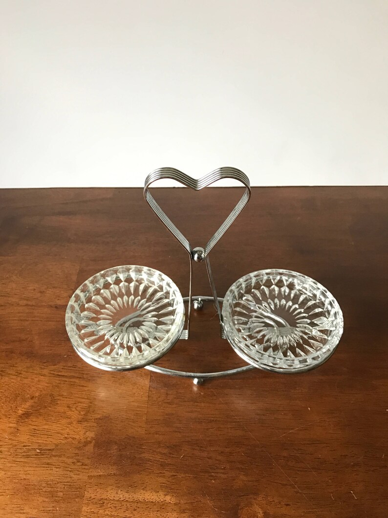 Vintage Condiment Dish, Condiment Set, Snack Set, Serving Set, Metal