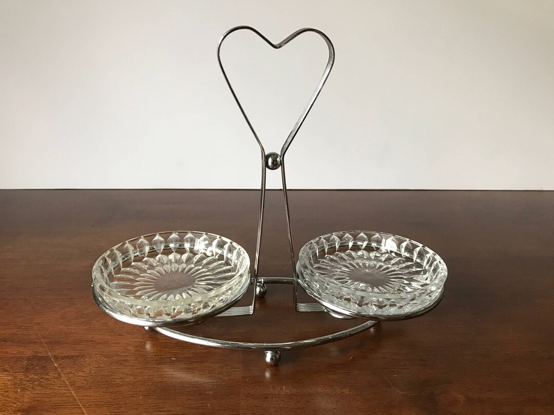 Vintage Condiment Dish, Condiment Set, Snack Set, Serving Set, Metal