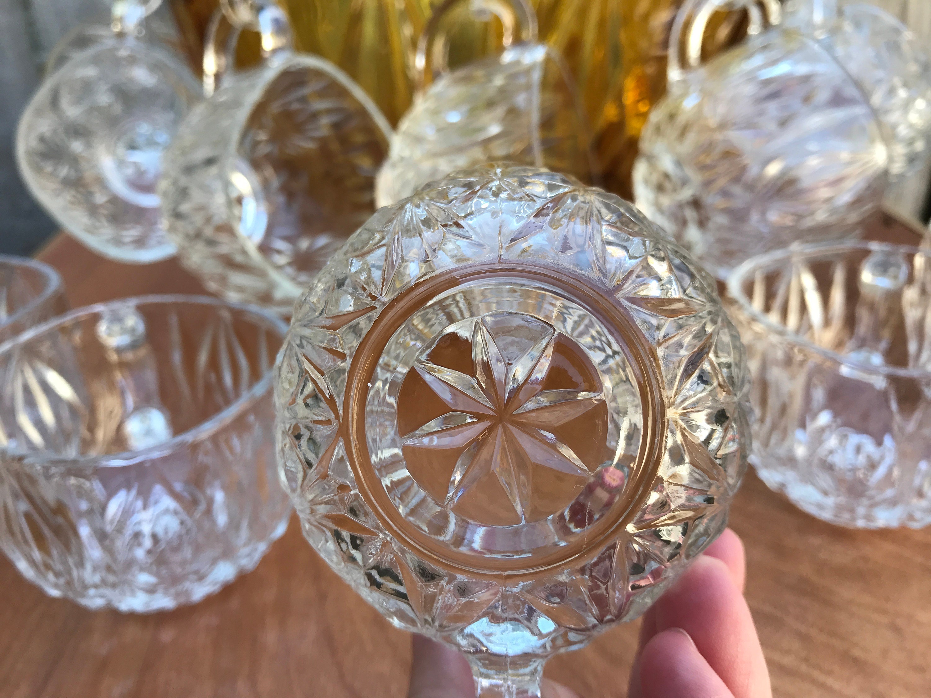Vintage Hazel Atlas Gold Punch Bowl Set, Hollywood Regency, 12