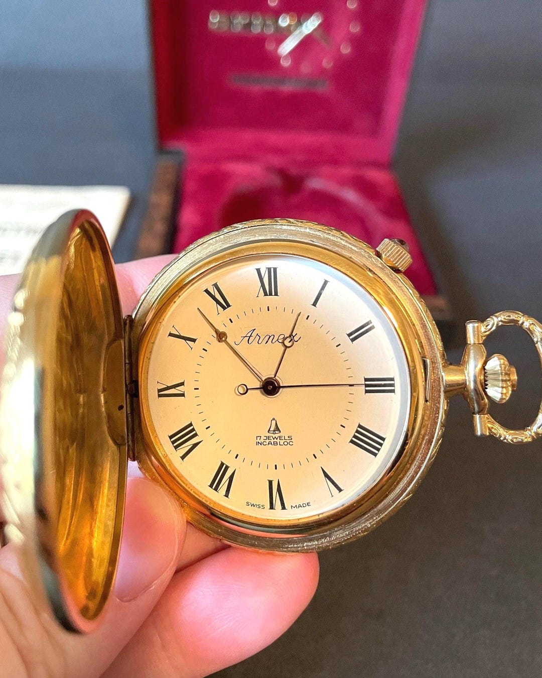 Arnex Gold Pocket Watch: Vintage Swiss 17 Jewels Movement - Etsy