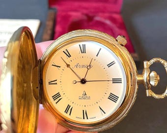 Arnex Gold Pocket Watch: Vintage Swiss 17 Jewels Movement