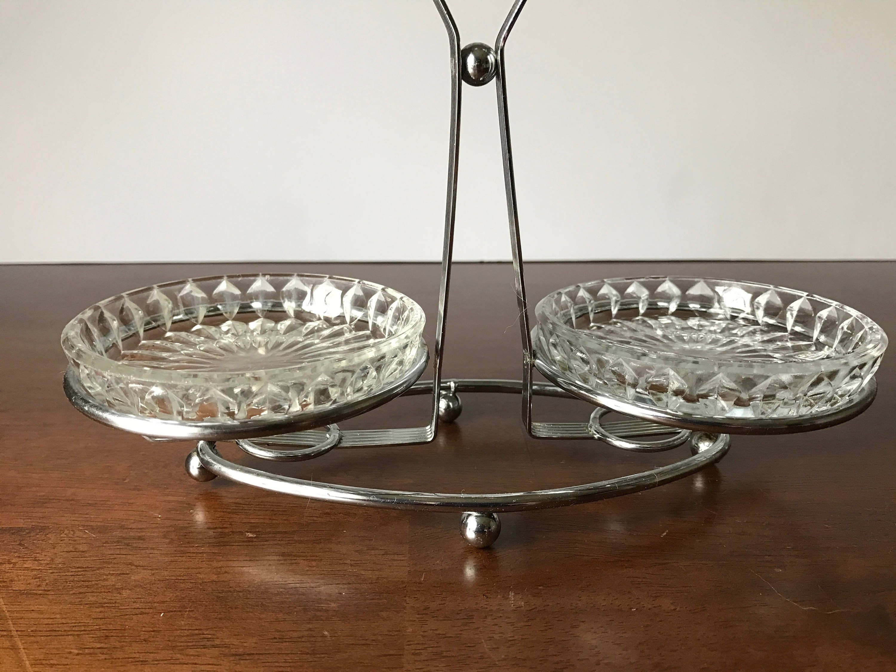 Vintage Condiment Dish, Condiment Set, Snack Set, Serving Set, Metal