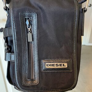 Vintage Diesel Crossbody Bag, Adjustable Strap, Black on