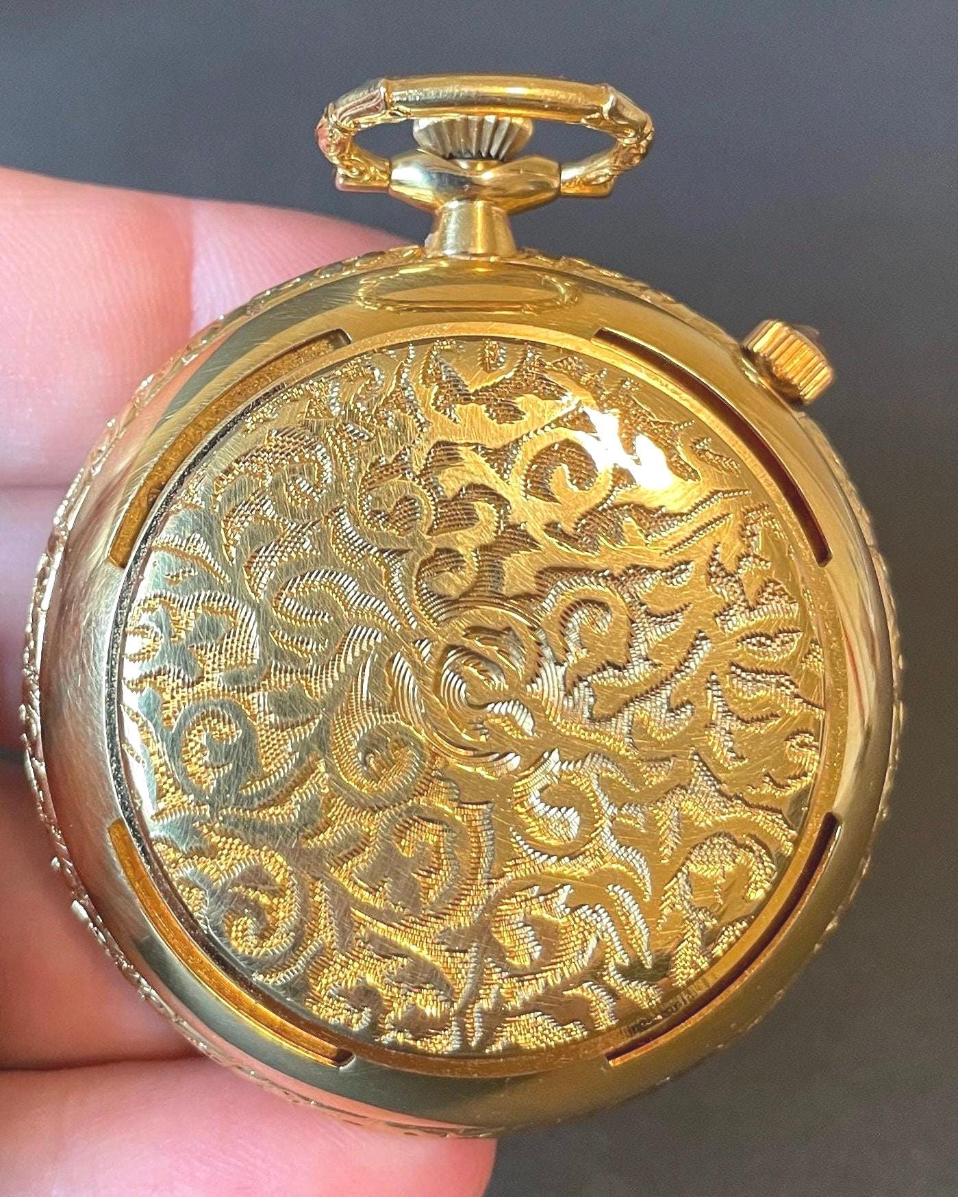 Arnex 17 Jewels cream enamel gold tone vintage pocket watch wind up Victorian Vintage Antique Arnex Swiss 1960s-70s Gold Filled 17 Jewel  main image 3