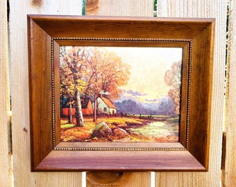 Vintage Robert Wood “october Morn” Framed Print on Canvas-signed