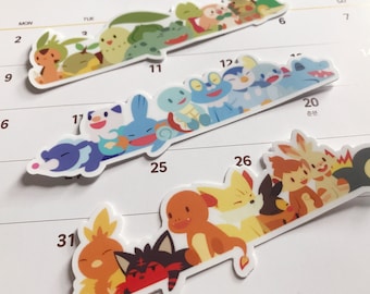 Set of 3 Pokemon Starter Waterproof Sticker