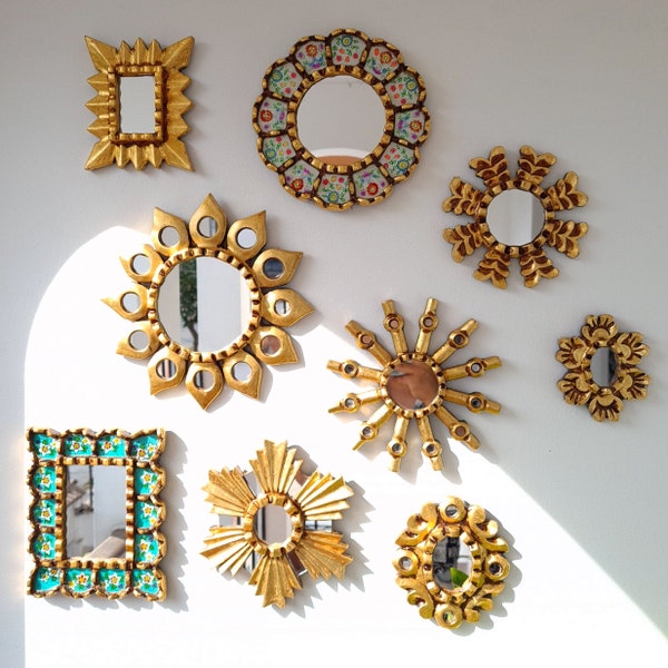 Espelhos peruanos "Marfim Turquesa" - Decoração de interiores - Espelho de parede - Decoração para casa - Espelhos decorativos - Artesanato