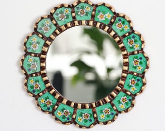 Peruvian Mirrors "Harmonious 25cm Turquoise "- Interior decoration - Wall Mirror - Home decoration- Decorative mirrors - Handicrafts