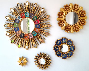 Peruvian Mirrors "Rainbow - Blue" - Interior decoration - Wall mirror - Home decoration - Decorative mirrors - Peruvian Crafts