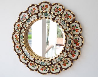 Peruvian Mirrors " Harmonious 30cm Ivory "- Interior Decoration - Wall Mirror - Home Decoration - Decorative Mirrors