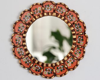 Peruvian Mirrors "Harmonious 25cm Orange" - Interior decoration - Wall Mirror - Home decoration- Decorative mirrors