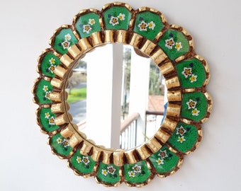 Peruvian Mirrors "Harmonious 30cm Green Sheet" - Interior Decoration - Wall Mirror - Home Decoration- Decorative Mirrors