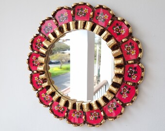 Peruvian Mirrors "Harmonious 30cm Fuchsia" - Interior decoration - Wall Mirror - Home decoration- Decorative mirrors