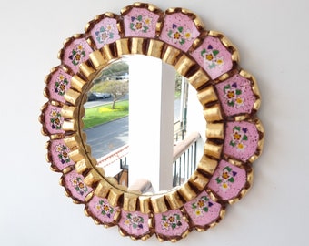 Peruvian Mirrors "Armoniosa 30cm pink" - Interior decoration - Wall mirror - Home decoration - Decorative mirrors