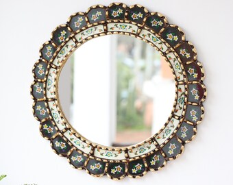 Peruvian Mirrors "Harmonious Black 40cm"- Interior decoration - Wall mirror - Home decoration- Decorative mirrors