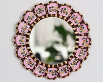 Peruvian Mirrors "Harmonious 25cm Pink"- Interior decoration - Wall mirror - Home decoration- Decorative mirrors