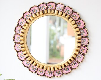 Peruvian Mirrors "Harmonious Rosé Plus 40cm"- Interior Decoration - Wall Mirror - Home Decoration - Decorative Mirrors - Handicrafts