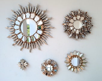 Peruvian Mirrors "Sun Crooked Silver "- Interior decoration - Wall Mirror - Home decoration- Decorative mirrors - Crafts