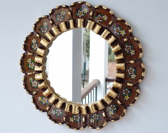 Peruvian Mirrors "Harmonious 30cm Walnut "- Interior Decoration - Wall Mirror - Home Decoration- Decorative Mirrors