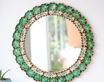 Peruvian Mirrors "Armoniosa Verde 45 cm"- Interior decoration - Wall mirror - Home decoration - Decorative mirrors - Crafts