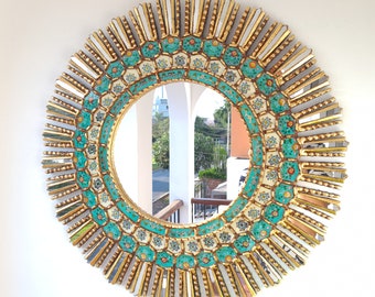 Peruvian Mirrors "Lima Fino 78 cm Turquoise" - Interior decoration - Wall mirror - Home decoration - Decorative mirrors