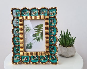 Peruvian Mirrors "Turquoise Box Photo Holder"- Interior Decoration - Wall Mirror - Home Decoration- Decorative Mirrors