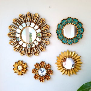 Peruvian Mirrors "Concha Sol Turquoise" - Interior decoration - Wall mirror - Home decoration - Decorative mirrors - Crafts