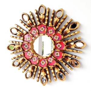 Peruvian Mirrors &quot;Ojo Fuchsia 25cm&quot; - Interior decoration - Wall mirror - Home decoration - Decorative mirrors - Peruvian Crafts