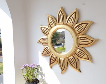 ペルー産ミラー「サンフローラルゴールド 50CM」 - インテリア装飾