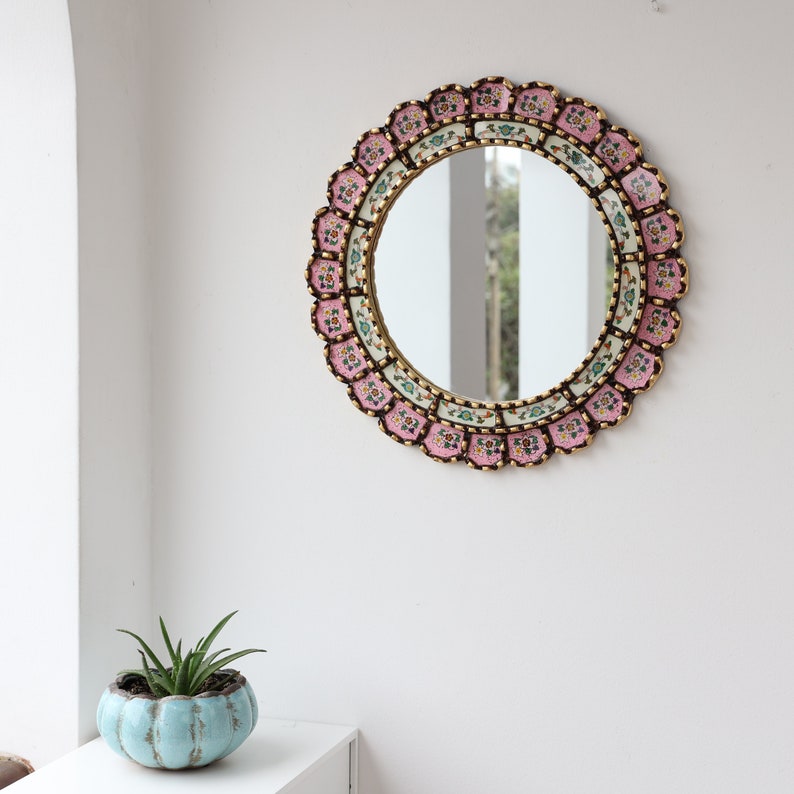 Peruvian Mirrors Harmonious Pink 40cm Interior decoration Wall mirror Home decoration Decorative mirrors image 5