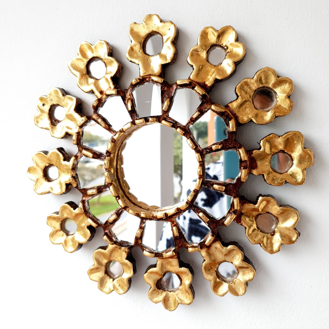 2 Miroirs Soleil En Bois Péruviens - Fait Main - NEUF - Artisanat Pérou