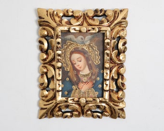 Cuzco Painting with Frame "Virgin Mary with the Holy Spirit" - Interior decoration - Cusco school - Home decoration 123