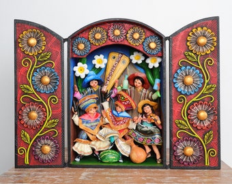 Andean altarpiece "Ayacuchano Carnival" - Interior decoration - Ayacuchano altarpiece - Home decoration