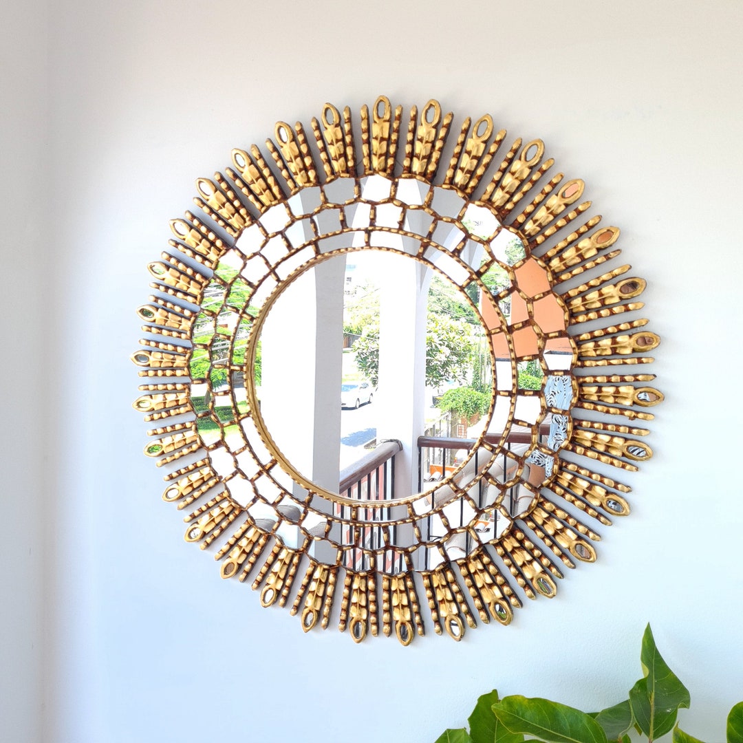 Peruvian Mirrors eye 78 Cm Gold Interior Decoration Wall Mirror Home Decoration Decorative ...