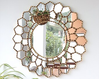 Peruvian Mirrors "Mandala Gold "- Interior Decoration - Wall Mirror - Home Decoration - Decorative Mirrors - Peruvian Crafts