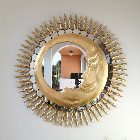 Specchio Sole e Luna 78 cm Oro Decorazione di interni Specchio da parete  Decorazione della casa Specchi decorativi Artigianato peruviano -   Italia