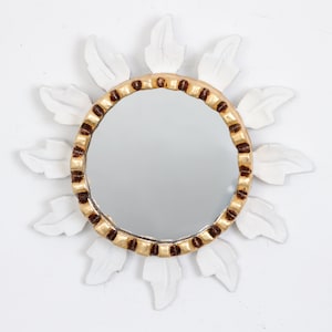 Peruvian Mirrors &quot; 1 Mirror White and Gold 20cm / 7.8 inch &quot;- Interior decoration - Wall mirror - Home decoration- Mirrors