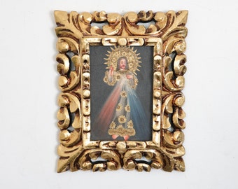 Cuzco Painting with Frame "Lord of Mercy" - Interior decoration - Cusco school - Home decoration 101