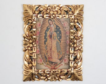 Cusco Painting with Frame "Virgin of Guadalupe" - Religious Art - Interior Decoration - Cusco School - Religious Painting 468