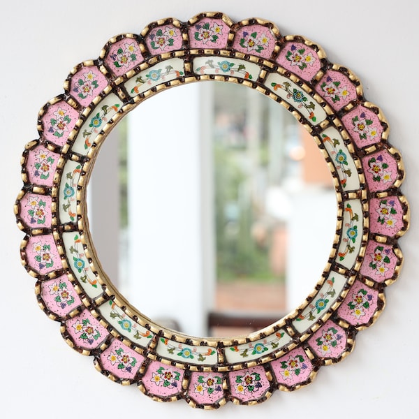 Peruvian Mirrors "Armoniosa Rosado 40cm" - Interior Decoration - Wall Mirror - Home Decor - Decorative Mirrors
